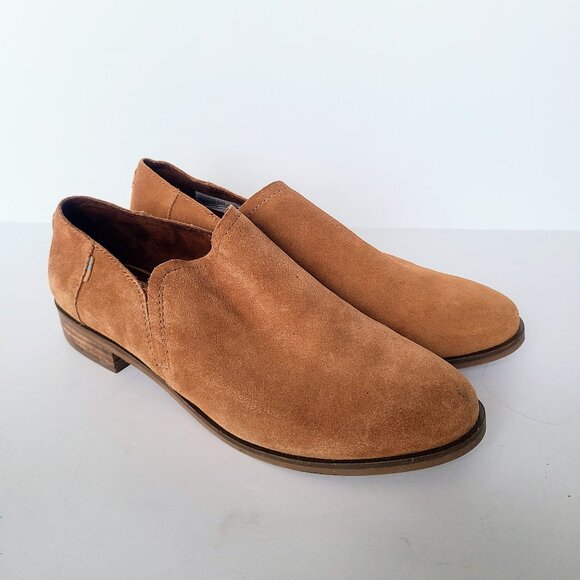 Toms Shaye Caramel Brown Suede Low Ankle Slip On Loafers Women's Size 8.5 - Picture 5 of 13